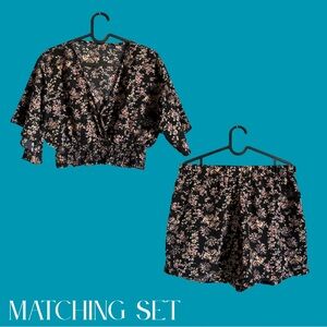Floral Black Floral Women's Matching Set